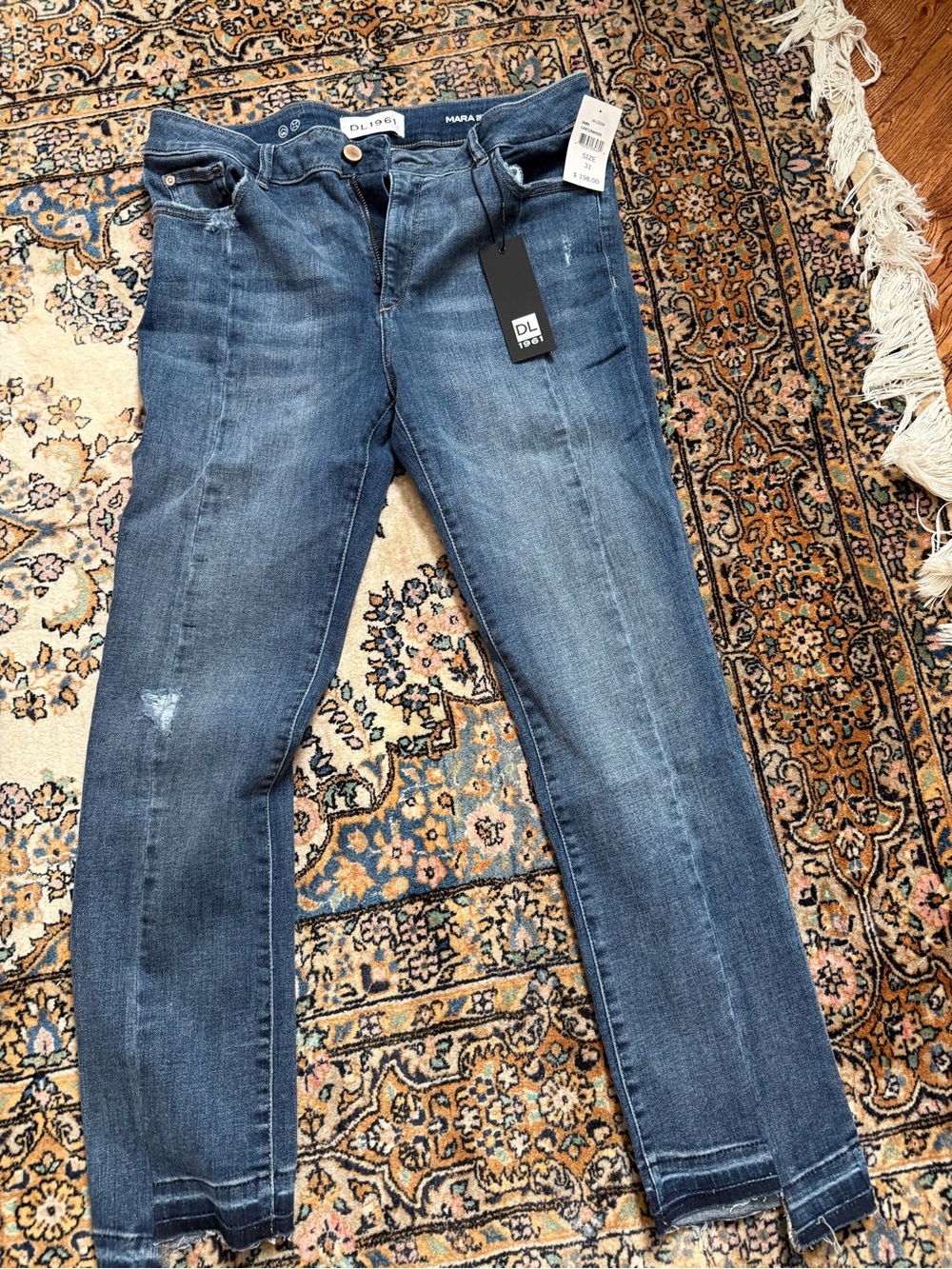 DL1961 Dark Blue Skinny Jeans with Light Distressing